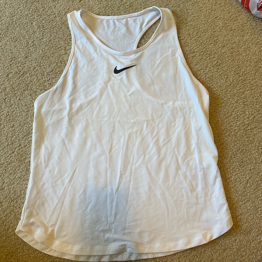 Nike Women's White Tank Top with Black Logo